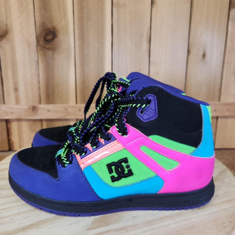 DC Shoes Rebound Hi Shoes Womens 8 Multicolor Leather Skate Sneakers 302164